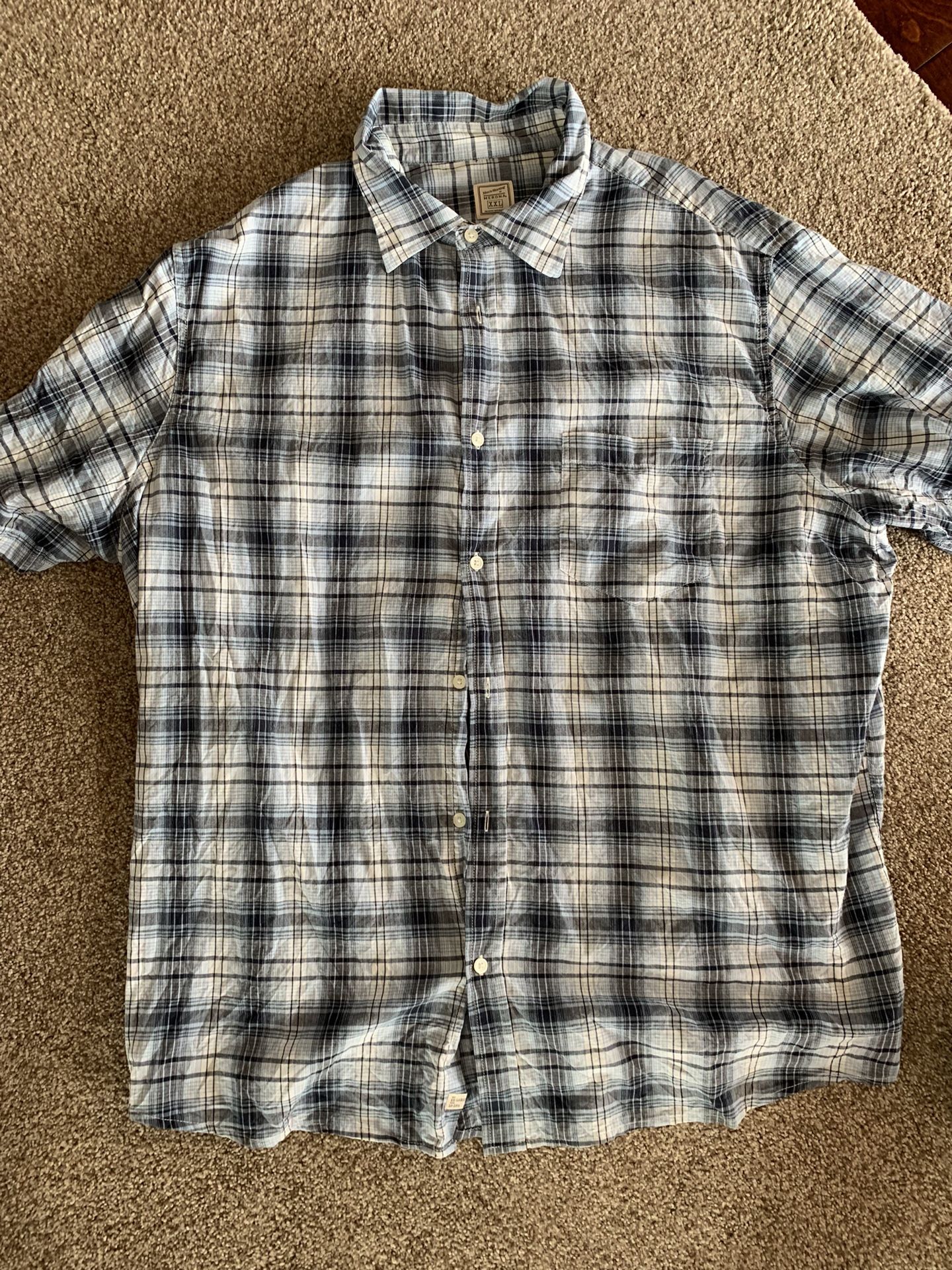 Like NEW Blue Plaid Button Up Shirt (XXL)