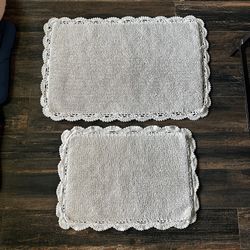 Set Of Two Cream Bathroom Mats