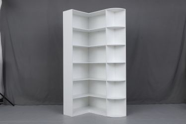 6-Tier Corner Bookshelf – White – 71” Tall – Space Saving Storage – New