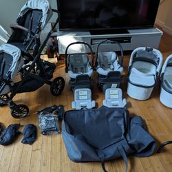 UPPAbaby Vista V2 Double Stroller for TWINS + 2 Mesa Max Car Seats (includes 2 Bassinets)