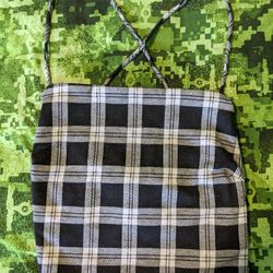 Black/White Plaid Top/Skirt Combo