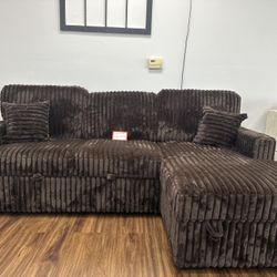 Brown Fur-Like Sectional Sofa 