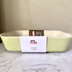 STAUB France 7.5” x 6” 1.25 Qt Rectan Gratin Dish Light Green