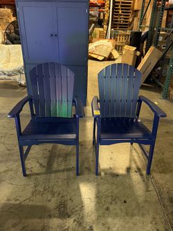 Set of 2 New Outdoor Patio Acacia Wood Adirondack Dining Chairs