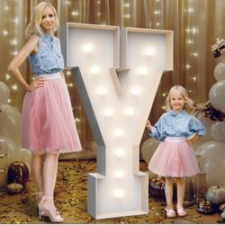 4FT Marquee Light Up Letters Y,Party Decoration Large Marquee Light Up Letters with Weighted Water Bag,Pre-cut Foam Board Set Can Be Used for Birthday