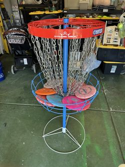 Disc Golf Goal with Discs.