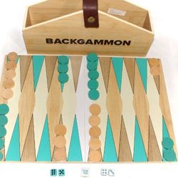 NEW Designer Classic Backgammon Wooden Board Game and Pieces w/ instructions