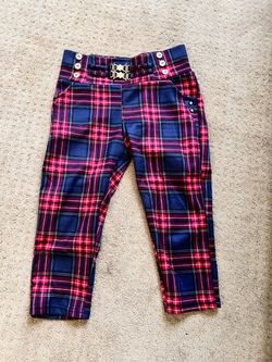 Plaid Cropped Pants, S/M stretchable waste