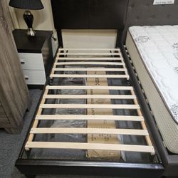 Brand New Black Faux Leather Twin Platform Bedframe