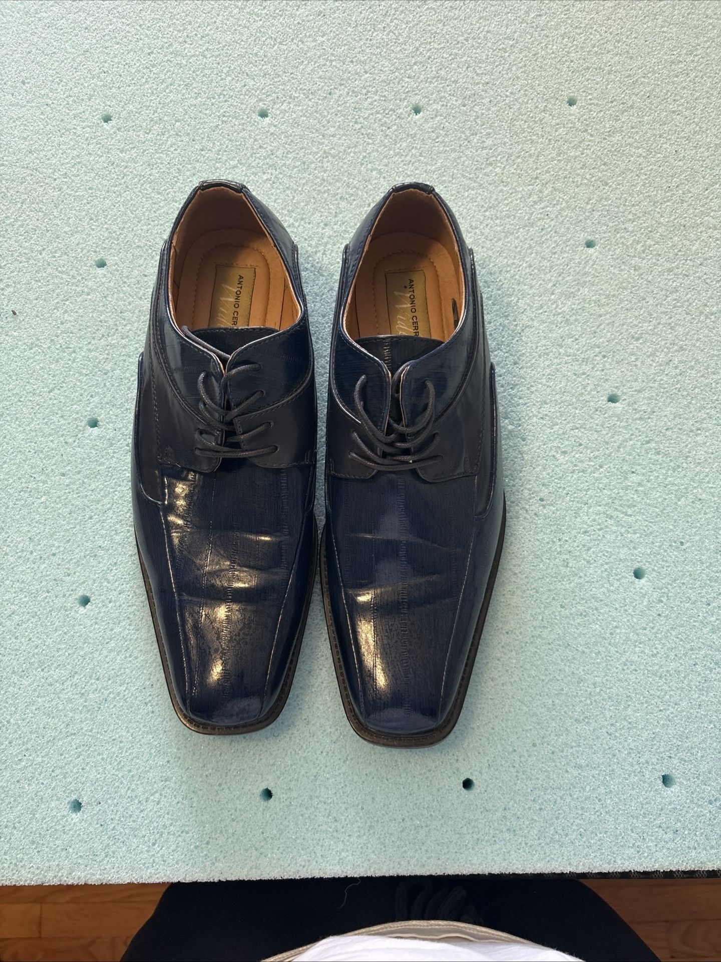 Antonio Cerrelli ELITE BLUE LEATHER NICE Lace-up Dress Shoes mens size 10.5