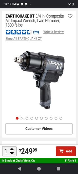 Earthquake XT 3/4 in. Composite Air Impact Wrench