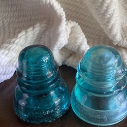 Vintage White Hall Tatum No 1 Color Glass Insulators-2 
