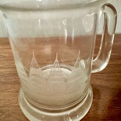 Set of Toscany "Clipper" ship etched glass beer steins