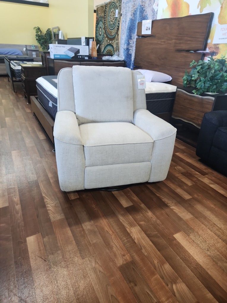 Beige Swivel Recliner