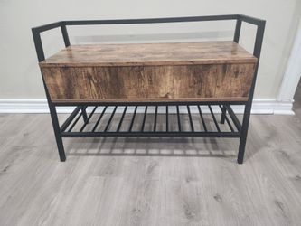 Storage Bench, Industrial Shoe Rack Bench with Storage Box, Holds Up to 240 LB Shoe Organizer