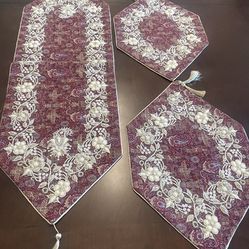 37”( length) 12”5”( width)  19” ( Length)13” ( Width) beautiful hand made traditional, Persian decorative termeh pattern table cloth 3 pieces