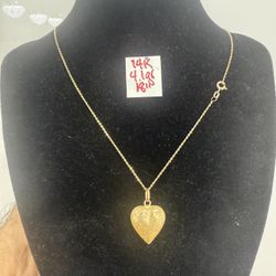 14K Solid Gold Chain and Pendant For Wedding 4.1Gr 28 Inches Long 