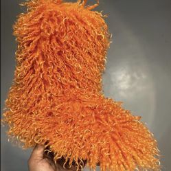 Orange Shaggy Boots Size 7.5-10 Only 