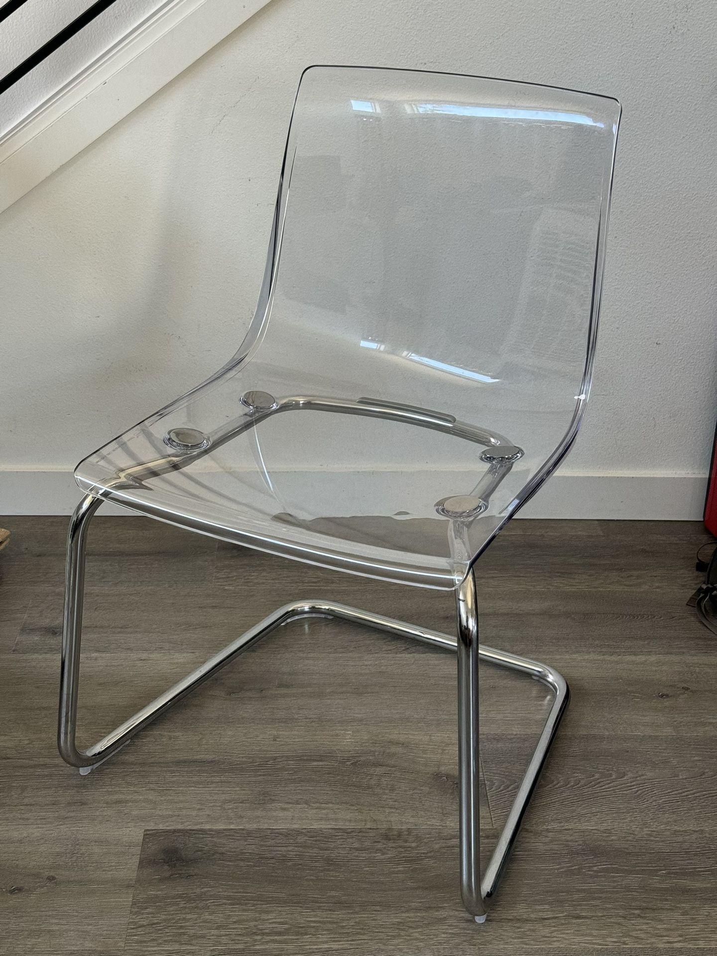 4 IKEA TOBIAS Chair: clear/chrome plated