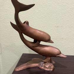 Vintage Two Dolphin Sculpture 14” X11”