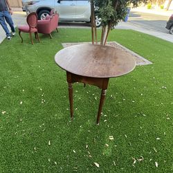 Antique Drop-Leaf Accent Table - Solid Wood, Early American Style