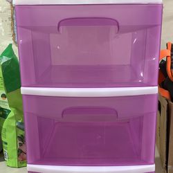 3 Drawer plastic cart, white with pink