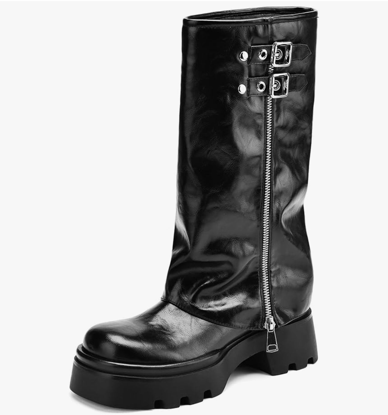 Platform Black Leather Boots