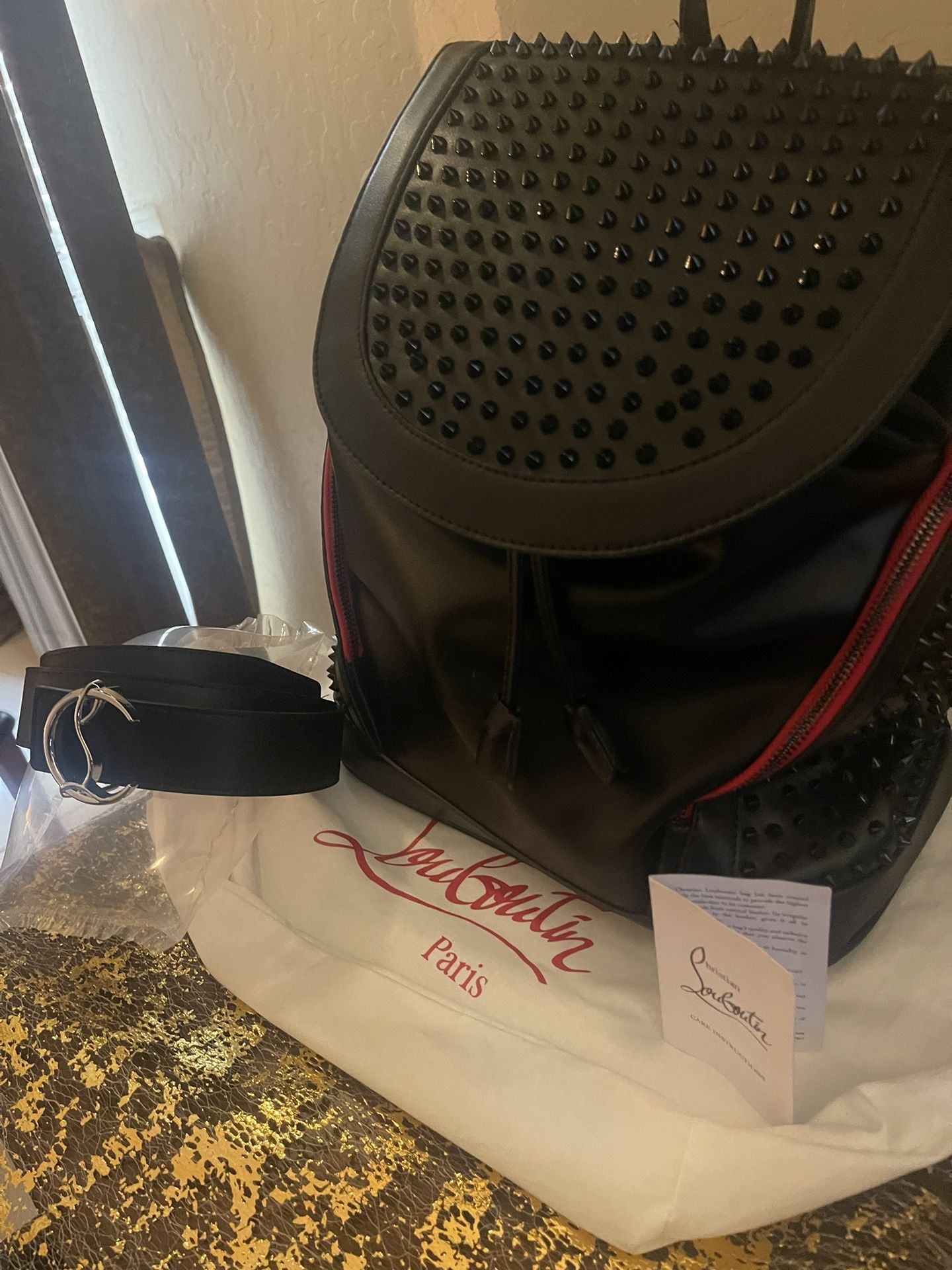 Christian Louboutin Backpack & Matching Reversible Belt