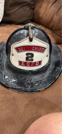 Antique leather fire helmet