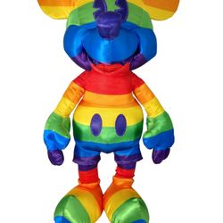 Disney Rainbow PRIDE Mickey Mouse 15.5” Plush Stuffed Multi Color Plushie
