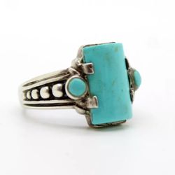 Fancy  5.6ct Natural Turquoise Sterling .925 Silver Filigree Ring