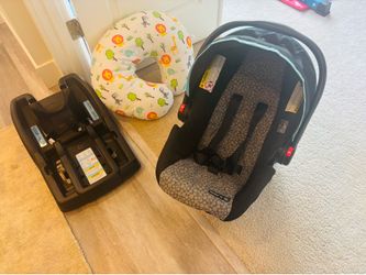 Graco car seat with base and DuoGlider swing , and Nursing pillow with cover