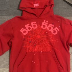 SP5DER red And Pink web Hoodie 