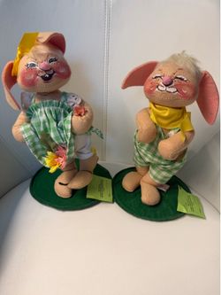 Annalee Easter Bunny Dolls/Figures Lot of 2 with tags Vintage