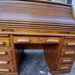 STUNNING BEAUTIFUL NATIONAL 53 ROLL TOP SECRETARY DESK FOR SALE
