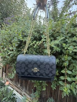 Coach Signature Jacquard Chain Crossbody – Black