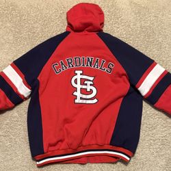 Vintage Men's G-III Sports by Carl Banks College Red St. Louis Cardinals Defender Raglan Zip Up Hoodie Varsity Jacket XL