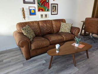 Rooms To Go Brown Leather Sofa - Free Delivery Throughout Omaha