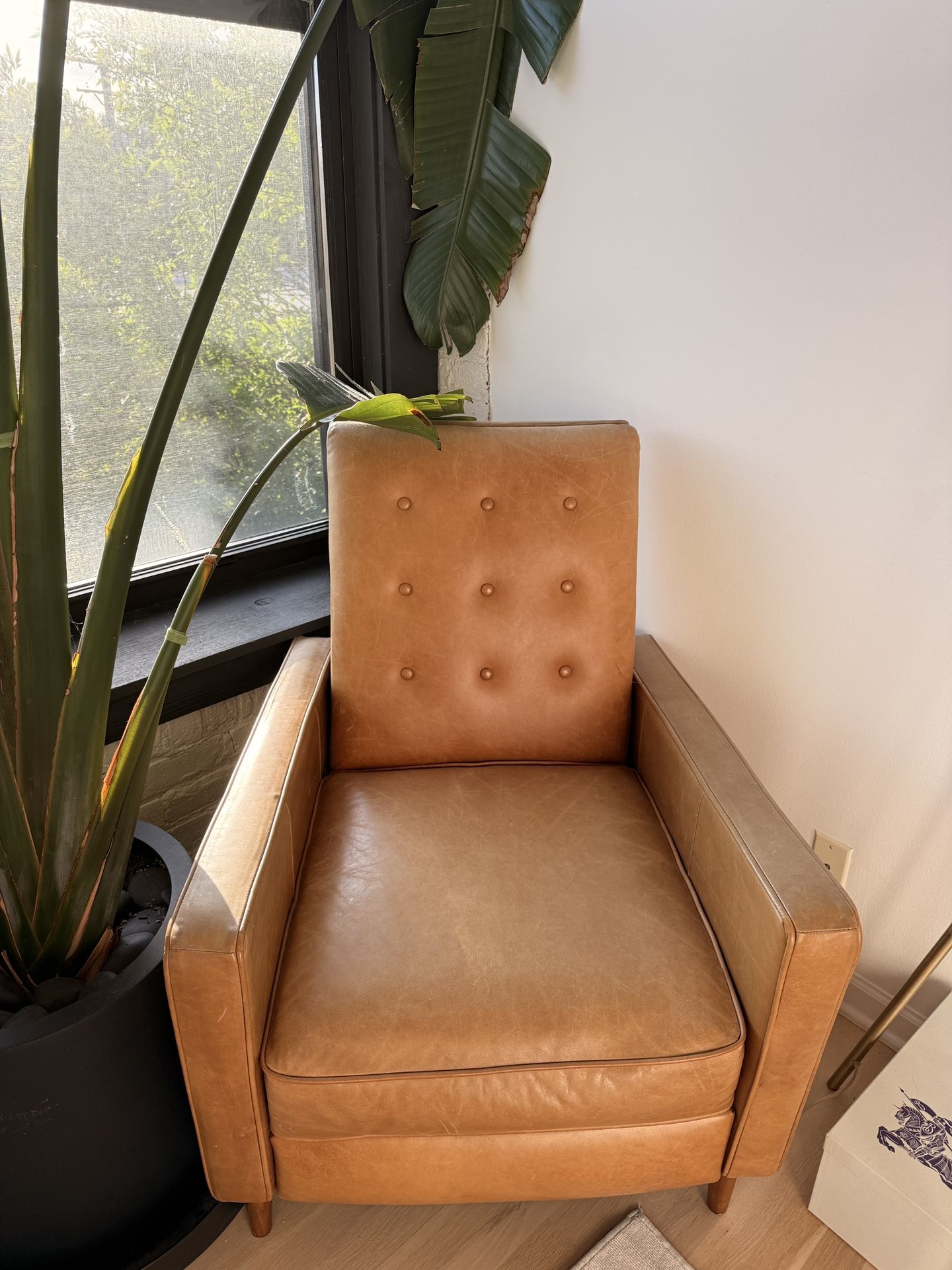 West Elm Reclining leather arm Chair