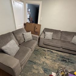 Gray Sofa and Loveseat with Accent Pillows (From Ashley Furniture Store)