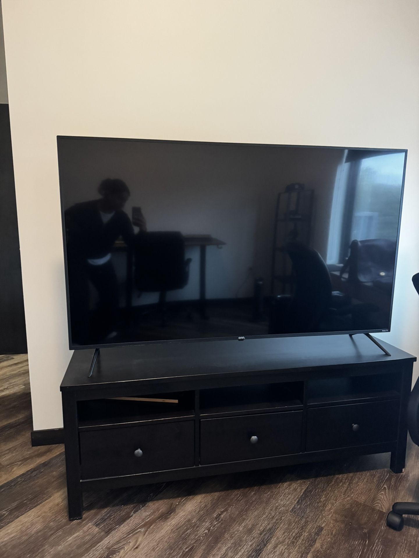 65 inch Onn Roku TV and Optional TV Stand (+$50)