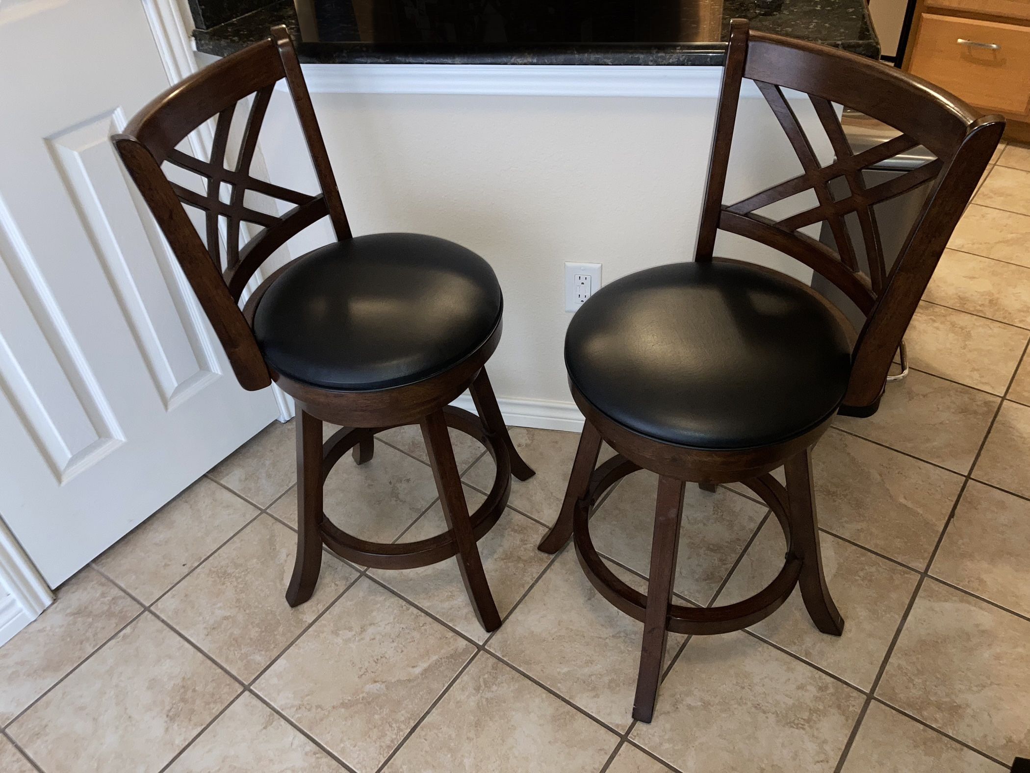 Swivel Bar Stool - Wood and black - Priced To Sell! Originally $200 Each