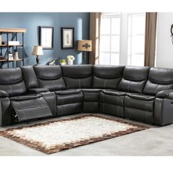 Brand New Super Comfy Modular Reclining Leather Sectional Set 