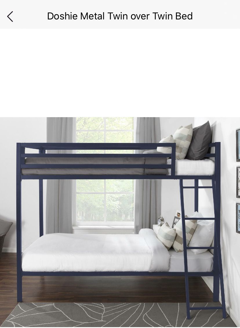 Twin bunk bed with mattresses