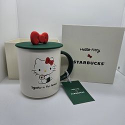 BRAND NEW - Hello Kitty x Starbucks Limited Edition Ceramic Mug with Lid - 16 oz