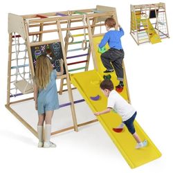 NEW AILEEKISS Toddler Climbing Toy Indoor, Wood Kids Climber Slide Playset, Outdoor Jungle Gym, Rain