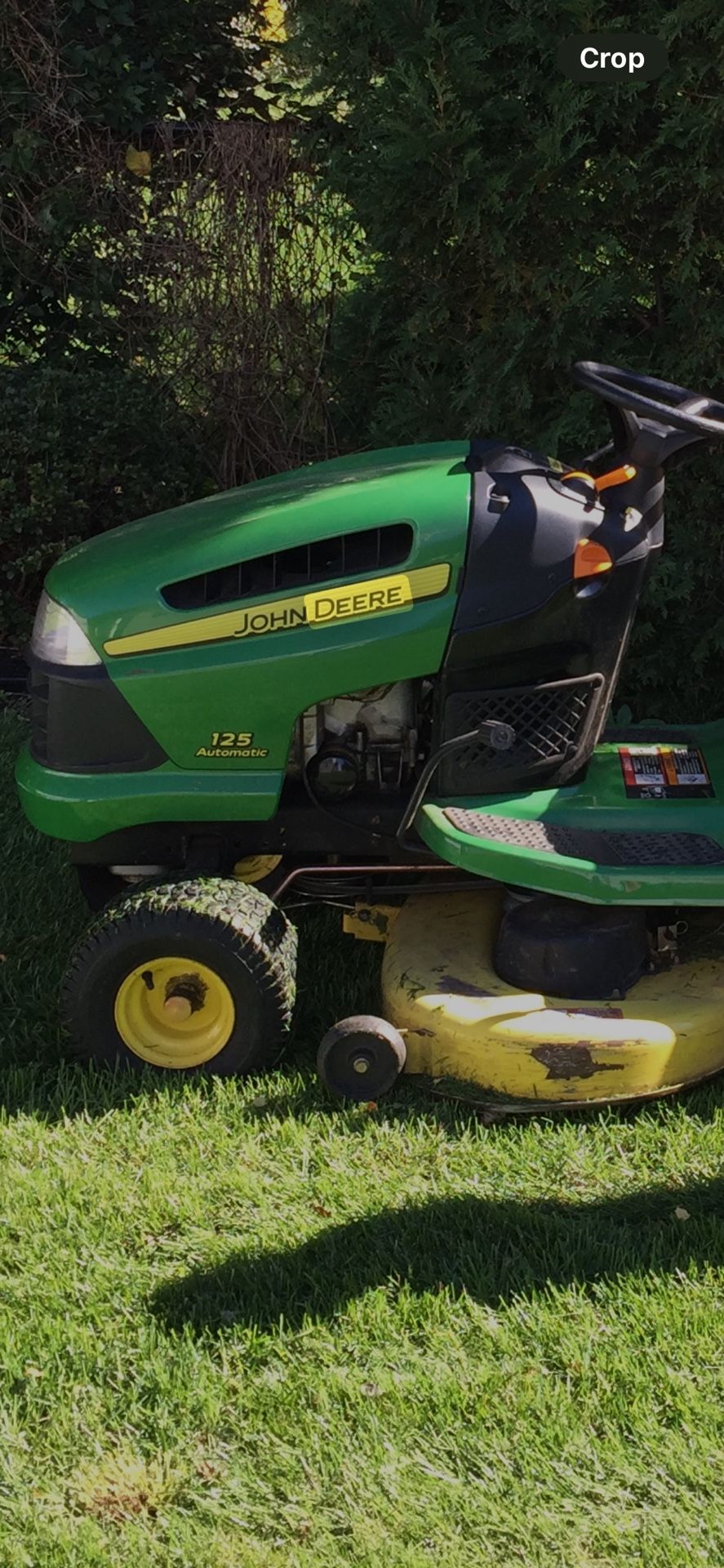 John Deere 125 Automatic Tractor, Key Start, Lawnmower, Yard Tractor, Ride On