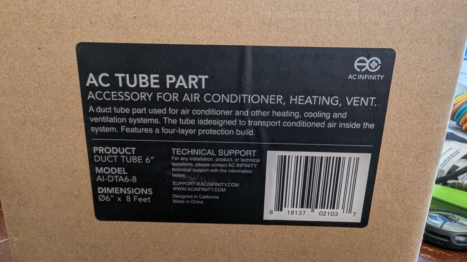 AC Infinity 6" 8 foot tubing
