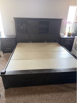 King bed frame with nightstands