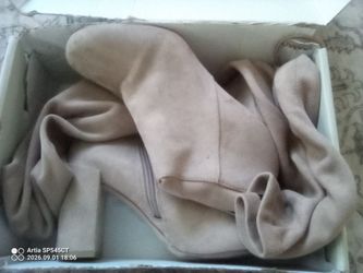 Beige Suede Over-the-Knee Boots